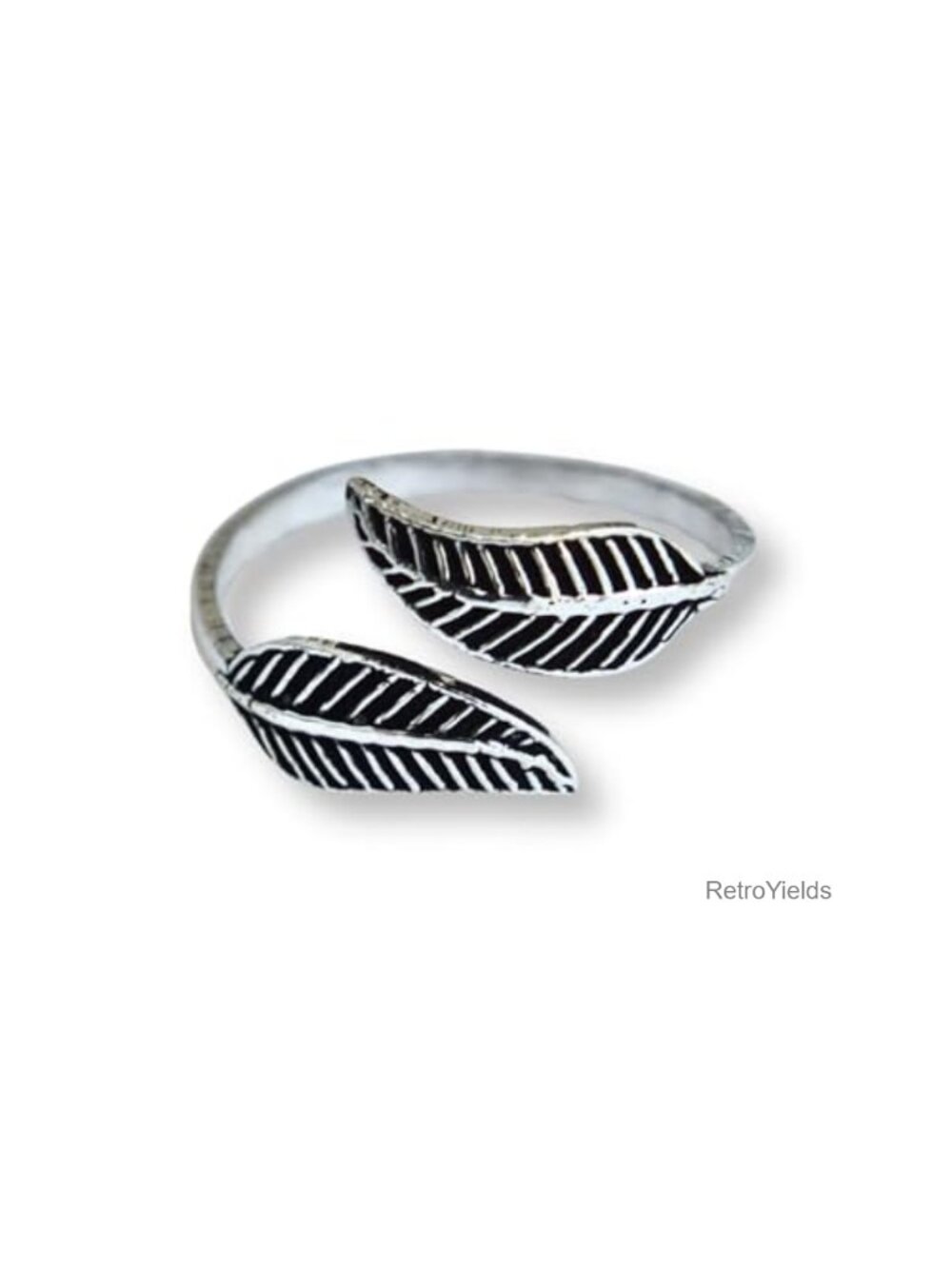 Sterling Silver Wrap Leaf Toe Ring Adjustable Open Band Handmade